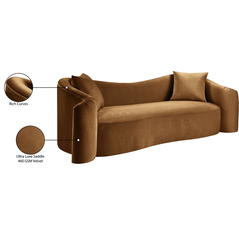 Meridian Furniture Destin Saddle Velvet Sofa