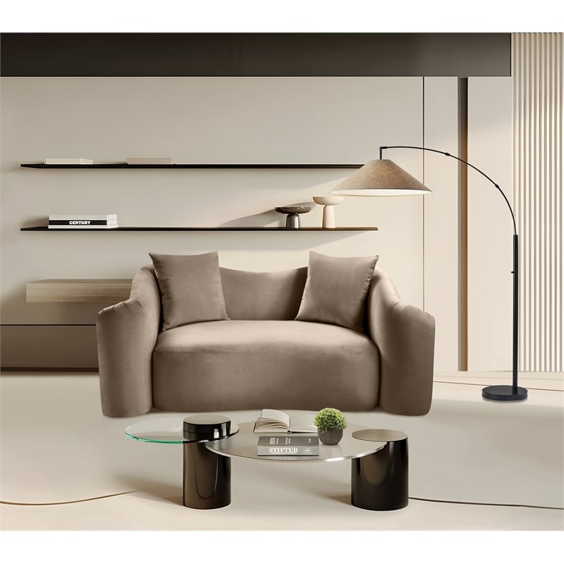 Meridian Furniture Destin Taupe Velvet Loveseat
