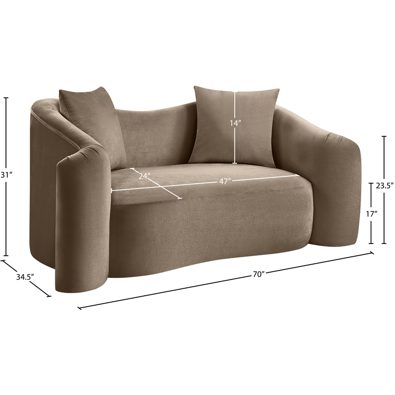 Meridian Furniture Destin Taupe Velvet Loveseat
