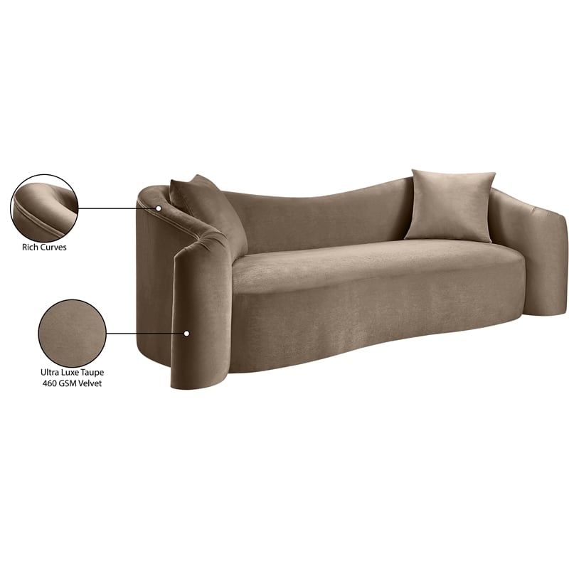Meridian Furniture Destin Taupe Velvet Sofa