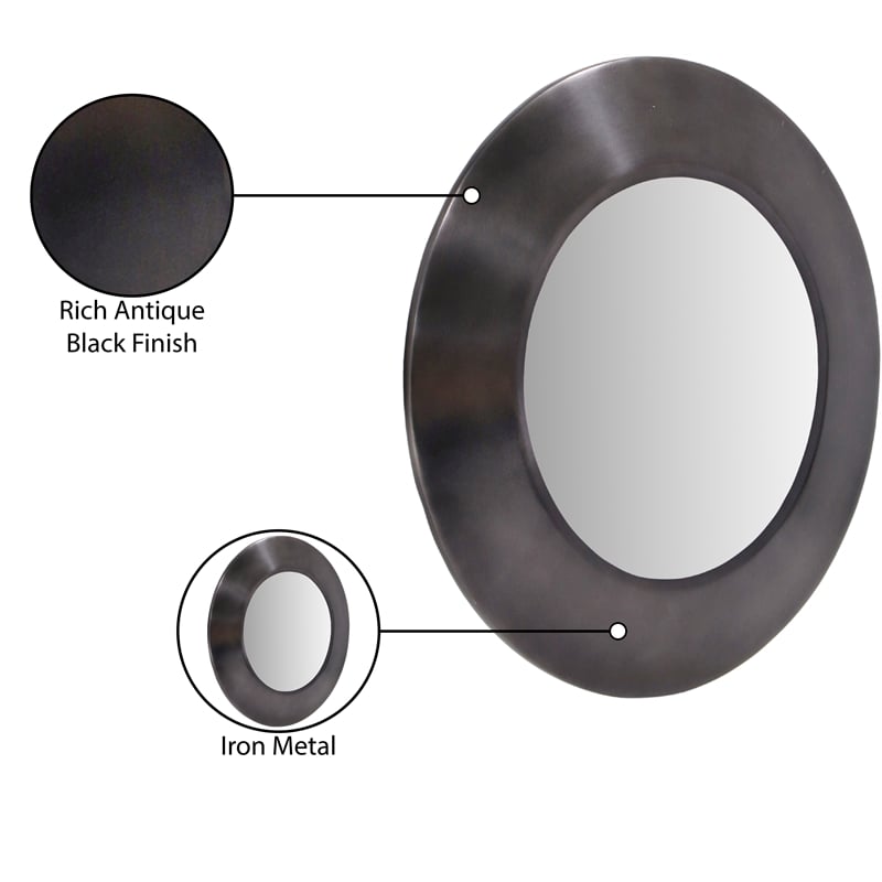 Meridian Furniture Sphere Black Iron Framed Mirror