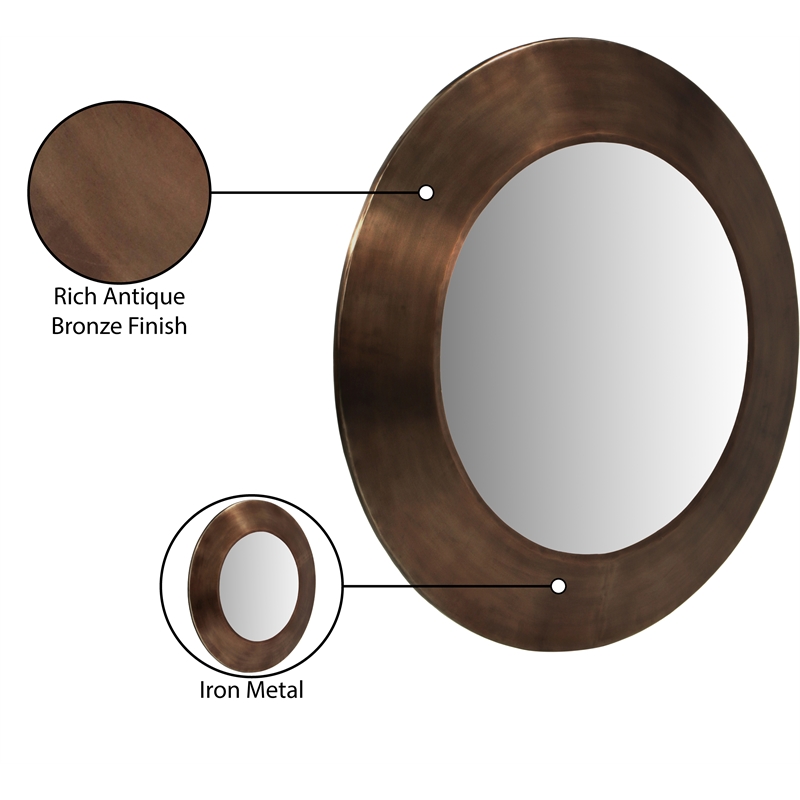 Meridian Furniture Sphere Brown Iron Framed Mirror