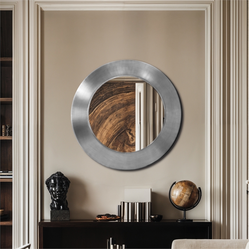 Meridian Furniture Sphere Silver Iron Framed Mirror