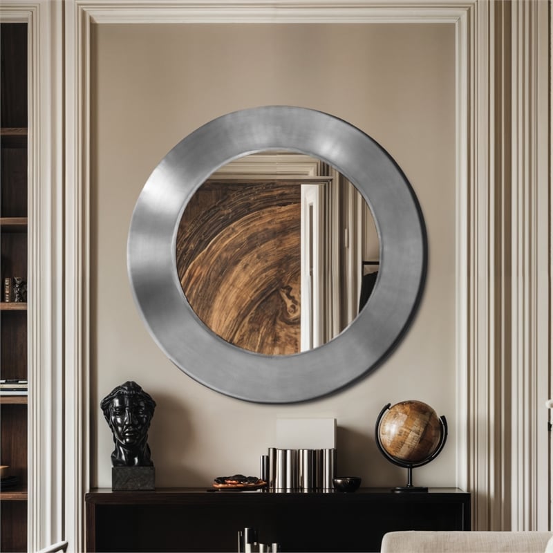 Meridian Furniture Sphere Silver Iron Framed Mirror