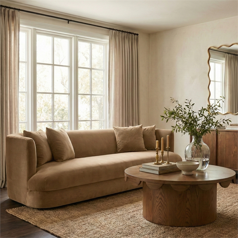 Meridian Furniture Alder Beige Velvet Sofa