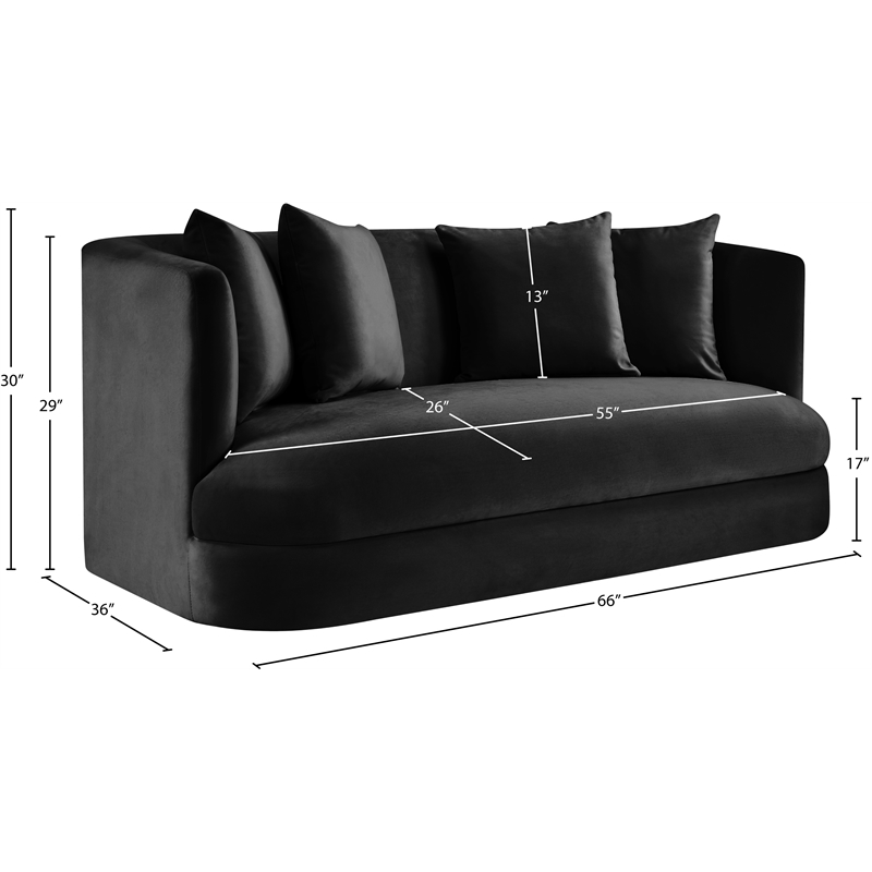 Meridian Furniture Alder Black Velvet Loveseat