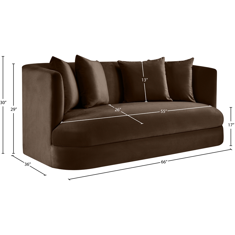 Meridian Furniture Alder Brown Velvet Loveseat