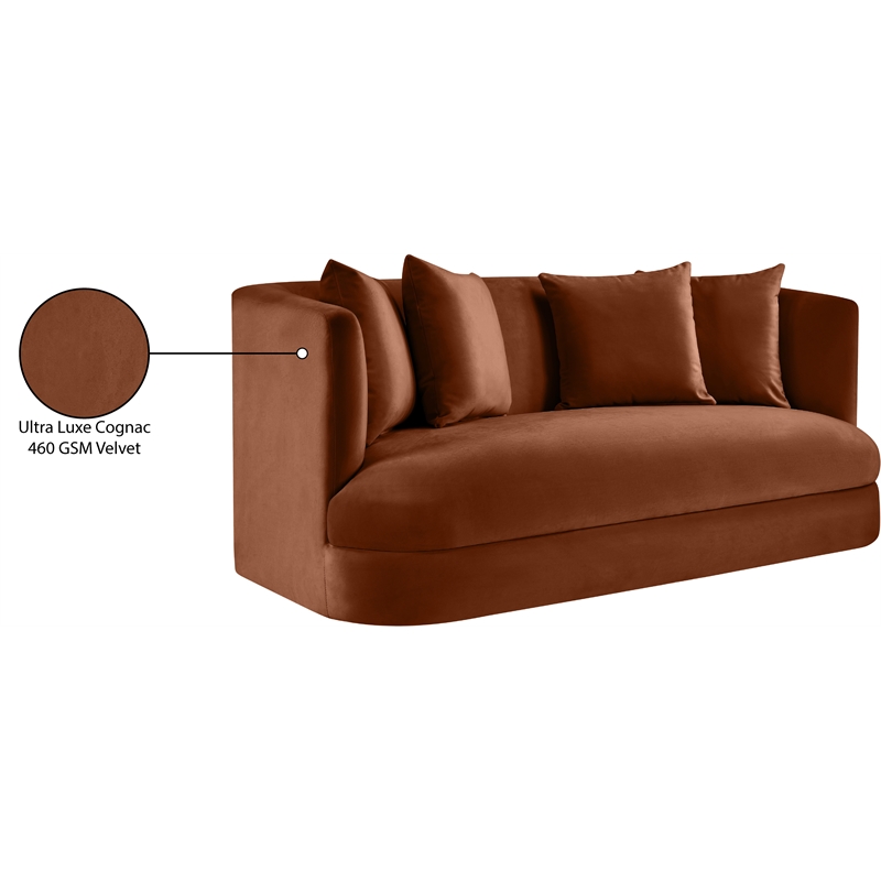 Meridian Furniture Alder Cognac Velvet Loveseat