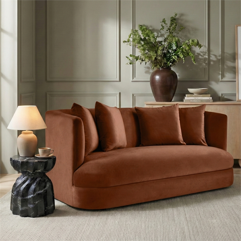 Meridian Furniture Alder Cognac Velvet Loveseat