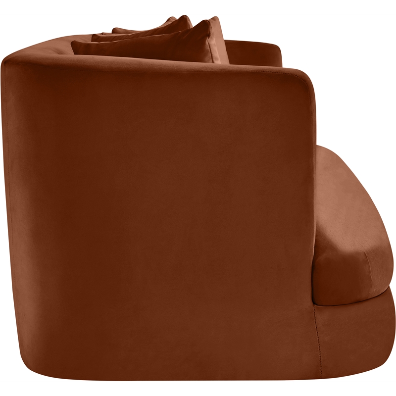 Meridian Furniture Alder Cognac Velvet Loveseat