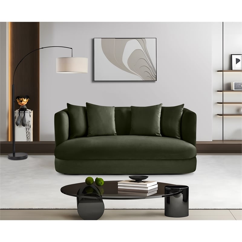 Meridian Furniture Alder Green Velvet Loveseat