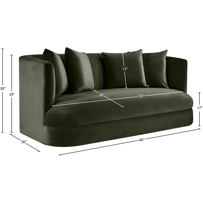 Meridian Furniture Alder Green Velvet Loveseat