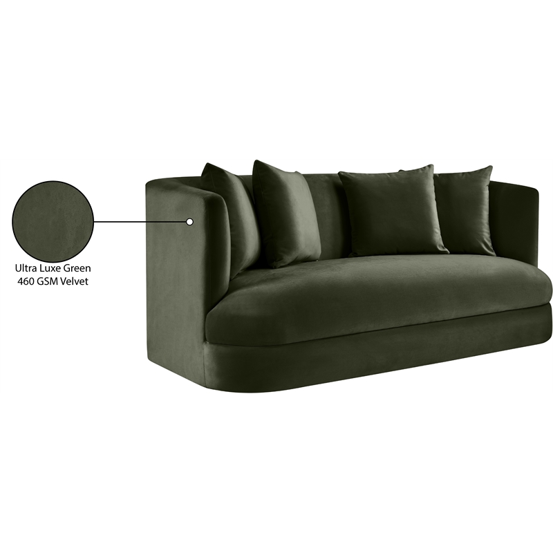 Meridian Furniture Alder Green Velvet Loveseat