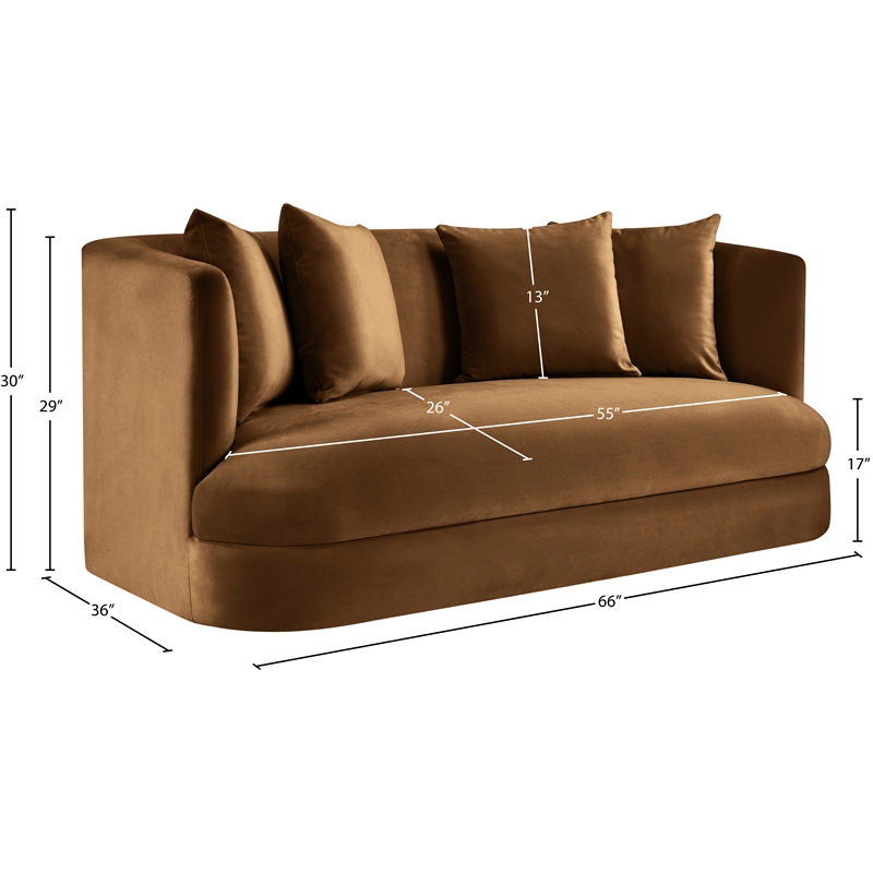 Meridian Furniture Alder Saddle Velvet Loveseat