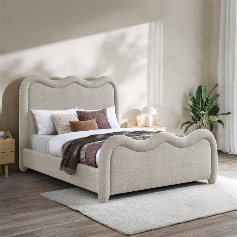 Meridian Furniture Gavin Beige Chenille Fabric Full Bed