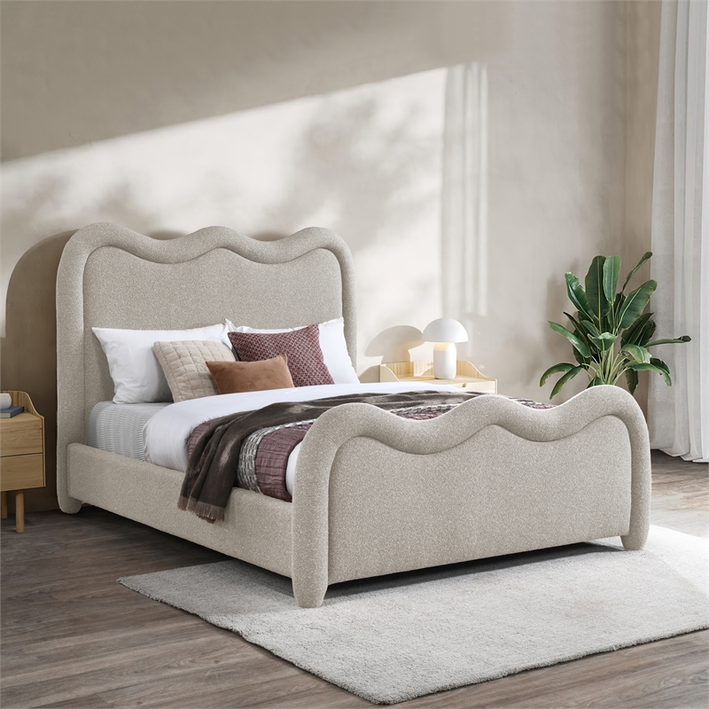 Meridian Furniture Gavin Beige Chenille Fabric King Bed