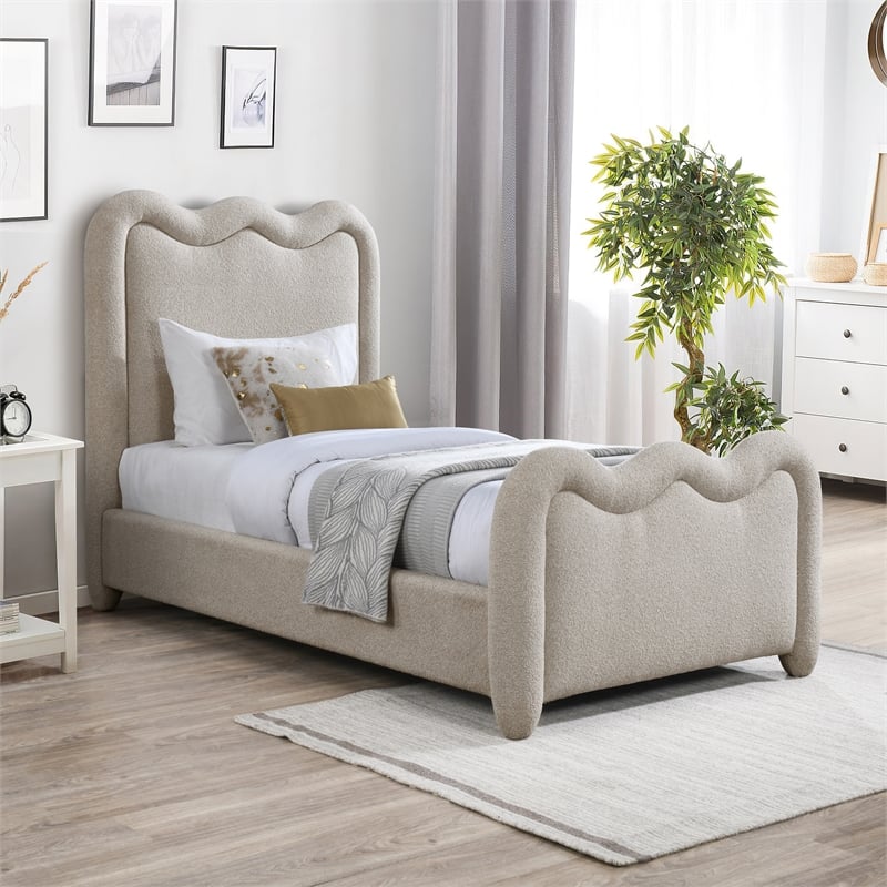 Meridian Furniture Gavin Beige Chenille Fabric Twin Bed