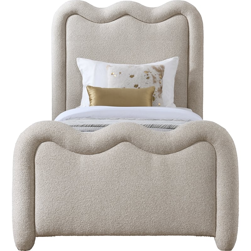 Meridian Furniture Gavin Beige Chenille Fabric Twin Bed