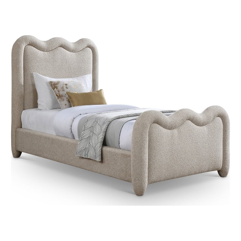 Meridian Furniture Gavin Beige Chenille Fabric Twin Bed