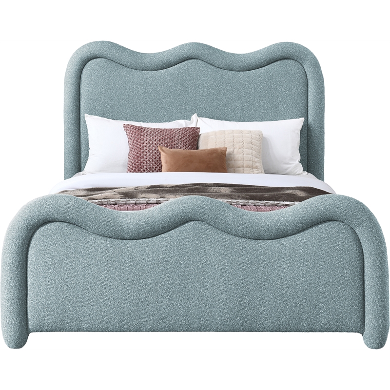 Meridian Furniture Gavin Blue Chenille Fabric Full Bed