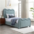 Meridian Furniture Gavin Blue Chenille Fabric Twin Bed
