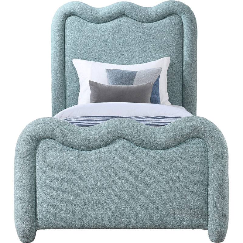 Meridian Furniture Gavin Blue Chenille Fabric Twin Bed