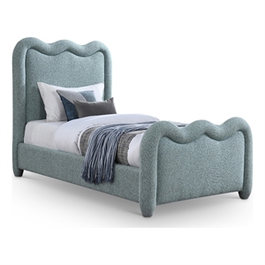 Meridian Furniture Gavin Blue Chenille Fabric Twin Bed