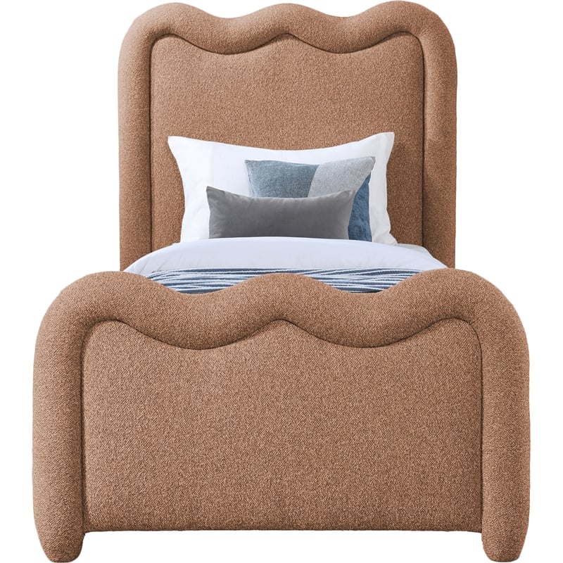 Meridian Furniture Gavin Cognac Chenille Fabric Twin Bed