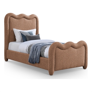 Meridian Furniture Gavin Cognac Chenille Fabric Twin Bed