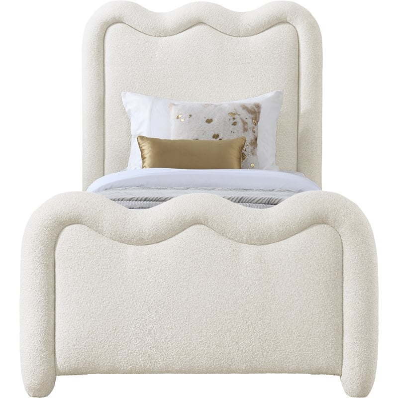 Meridian Furniture Gavin Cream Chenille Fabric Twin Bed