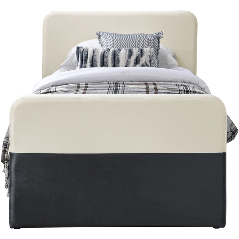 Meridian Furniture Ivy Black Velvet Twin Trundle/Storage Bed