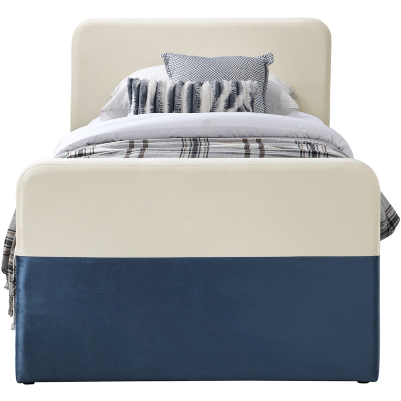 Meridian Furniture Ivy Navy Velvet Twin Trundle/Storage Bed