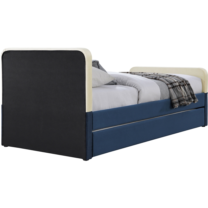 Meridian Furniture Ivy Navy Velvet Twin Trundle/Storage Bed
