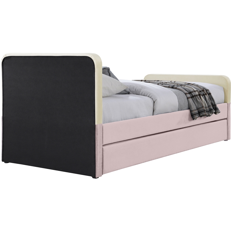 Meridian Furniture Ivy Pink Velvet Twin Trundle/Storage Bed