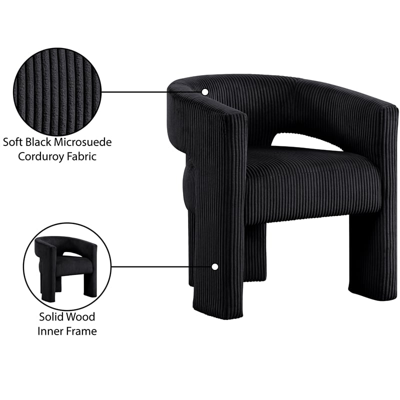 Meridian Furniture Riz Black Microsuede Corduroy Accent/Dining Chair