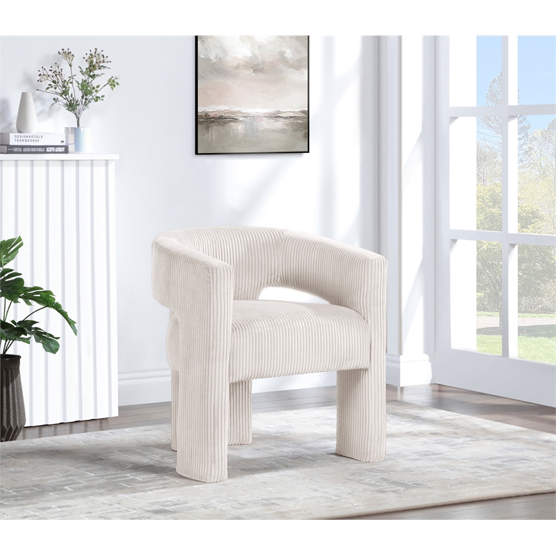 Meridian Furniture Riz Cream Microsuede Corduroy Accent/Dining Chair