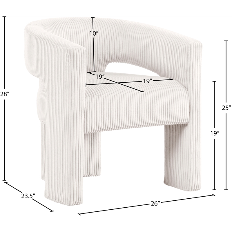 Meridian Furniture Riz Cream Microsuede Corduroy Accent/Dining Chair