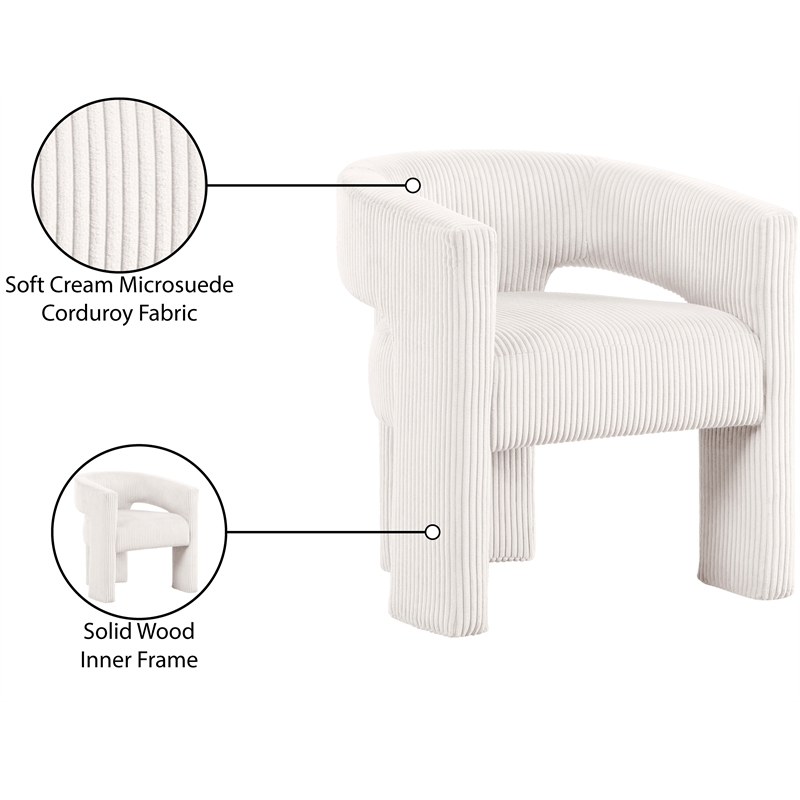 Meridian Furniture Riz Cream Microsuede Corduroy Accent/Dining Chair