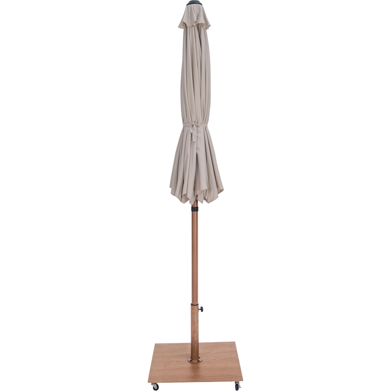 Meridian Furniture Fiji Beige Polyester Patio Umbrella with Base Set