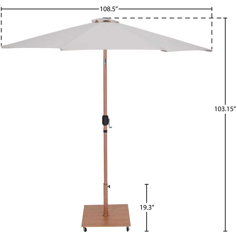Meridian Furniture Fiji Beige Polyester Patio Umbrella with Base Set