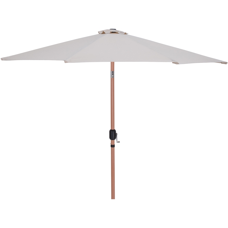 Meridian Furniture Fiji Beige Polyester Patio Umbrella with Base Set