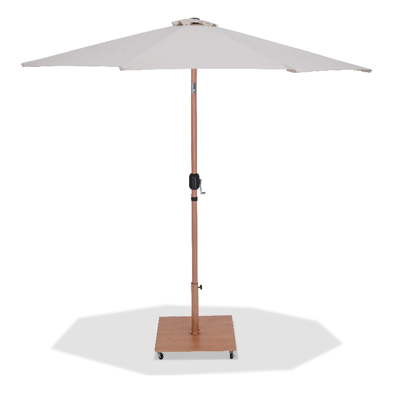 Meridian Furniture Fiji Beige Polyester Patio Umbrella with Base Set