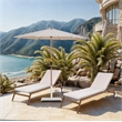 Meridian Furniture Fiji Beige Polyester Patio Umbrella with Base Set