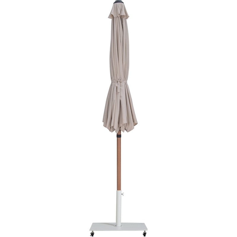 Meridian Furniture Fiji Beige Polyester Patio Umbrella with Base Set