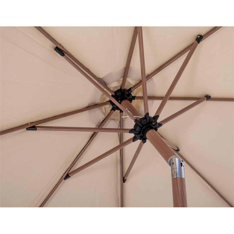 Meridian Furniture Fiji Beige Polyester Patio Umbrella with Base Set