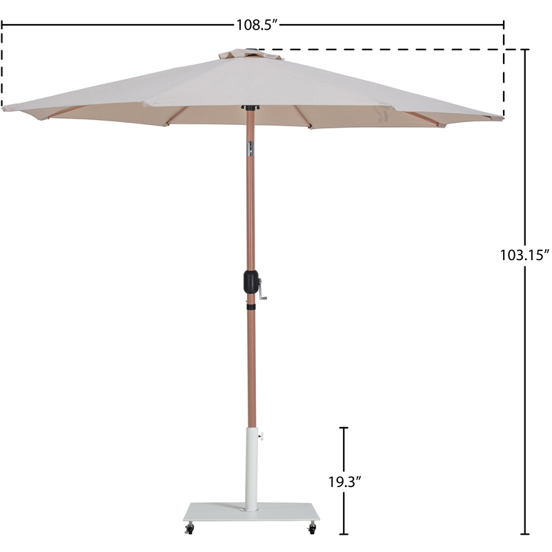 Meridian Furniture Fiji Beige Polyester Patio Umbrella with Base Set