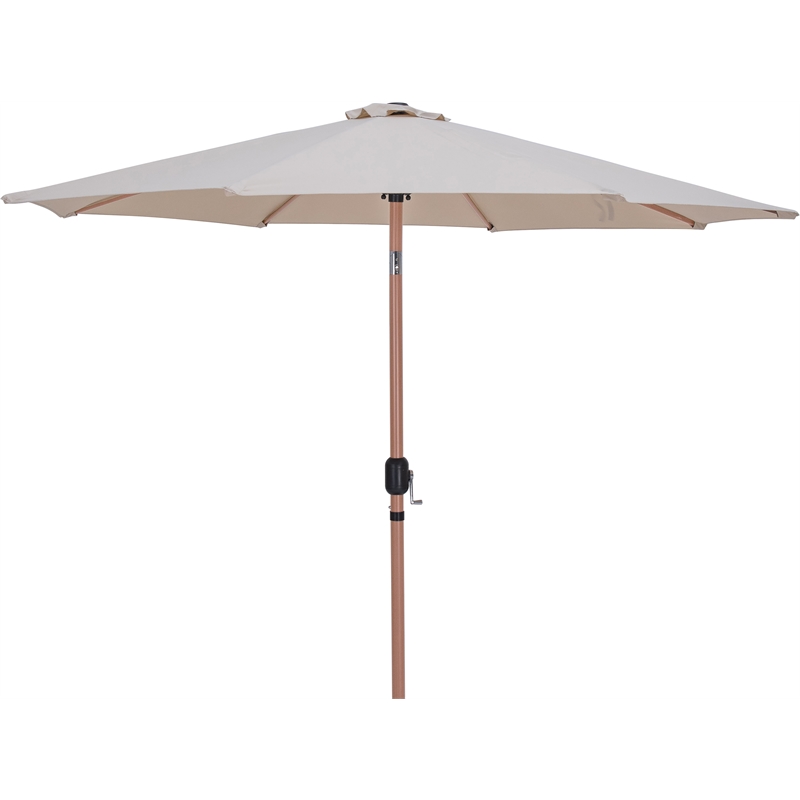 Meridian Furniture Fiji Beige Polyester Patio Umbrella with Base Set