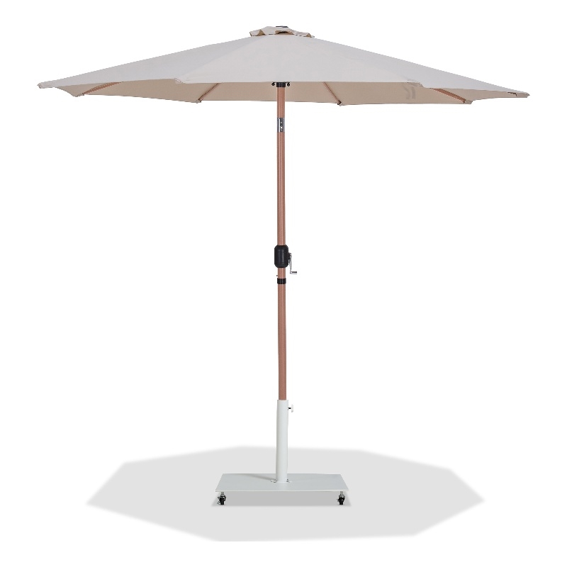 Meridian Furniture Fiji Beige Polyester Patio Umbrella with Base Set