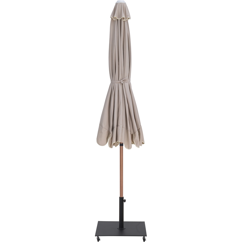 Meridian Furniture Amalfi Beige Polyester Patio Umbrella with Base Set