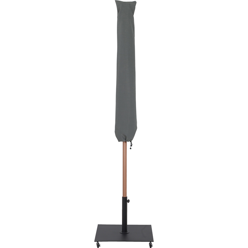 Meridian Furniture Amalfi Beige Polyester Patio Umbrella with Base Set